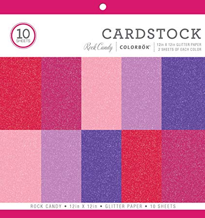 Colorbok 68261B Glitter Paper Pad Rock Candy, 12" x 12"