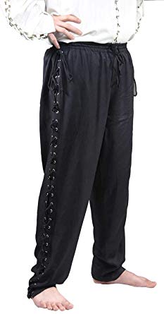 ThePirateDressing Medieval Renaissance Pirate Cosplay Costume Mens Lace-Up Pants