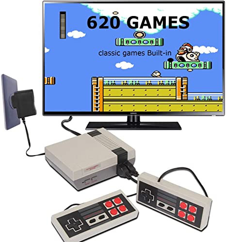 Abollria Retro Game Console, Classic Handheld Video Game Console Built-in 620 Games with NES Classic Controllers, TV Video Games Console Player for Kids, Adult, Birthday Gift (4-Key)