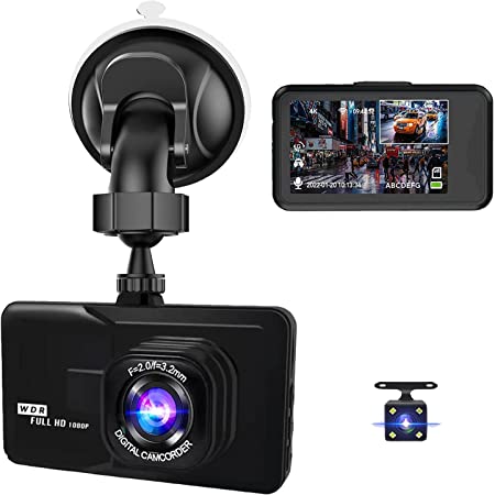 1080P Full HD Dash Camera for Cars Dashcam Front and Rear WiFi&APP Control with 3" LCD Screen 170° Wide Angle,Upgraded Dash Cam with WDR Night Vision G-Sensor Parking Monitor Loop Recording