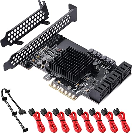 MZHOU PCIe SATA Card 8 Port, with 8 SATA Cables and Low Profile Bracket, SATA 3.0 PCIe Card,Support 8 SATA 4X Devices