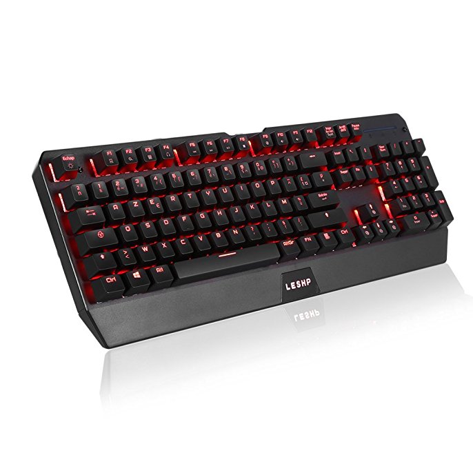 USB Wired Mechanical Gaming Keyboard - French Type (LESHP-Black)