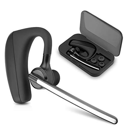 AKIZAN Bluetooth Headset Earpiece - Wireless Hands Free V4.1 Headphone With Mic for Driving Compatible with iPhone, Android, and Other Leading Smartphones