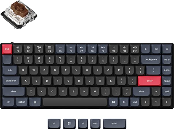 Keychron S1 Ultra-Slim 75% Layout QMK/VIA Custom Wired Mechanical Keyboard, 84 Keys White LED Backlit Double-Shot PBT keycaps for Mac Windows, Low Profile Gateron Brown Switch