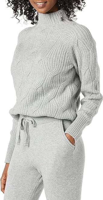 Amazon Essentials Womens Soft Touch Funnel Neck Cable Sweater