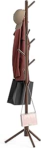 Simple Houseware Wooden Coat Rack Stand Garment Tree Rack, Walnut