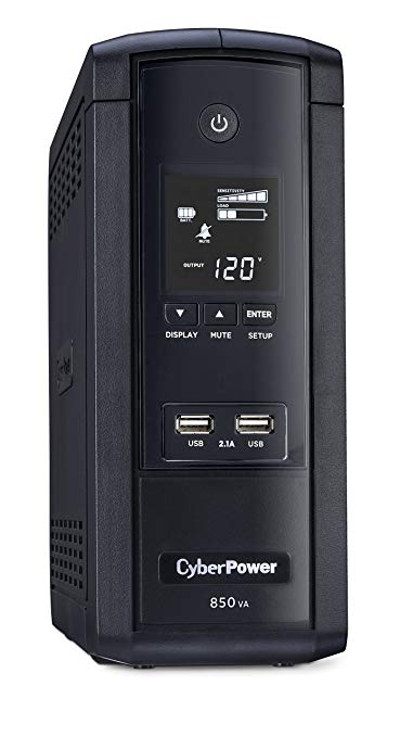 CyberPower BRG850AVRLCD Intelligent LCD UPS System, 850VA/510W, 10 Outlets, AVR, Mini-Tower, 5-Year Warranty