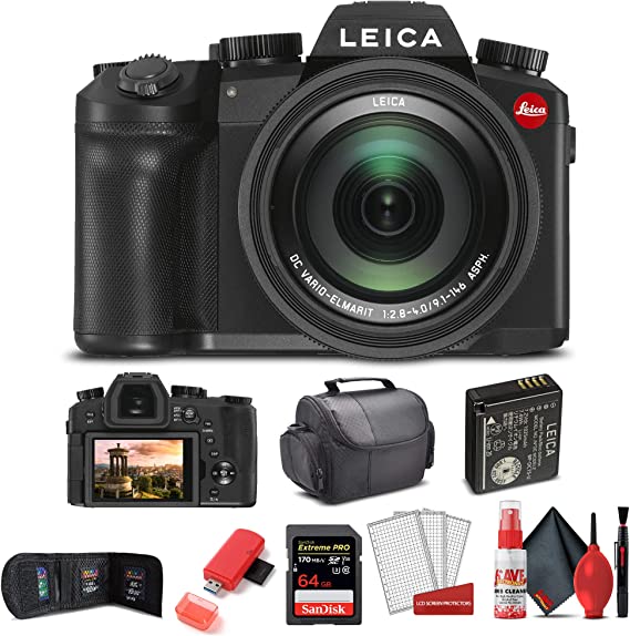 Leica V - Lux 5 Digital Camera (19121)   64GB Extreme Pro Card   Card Reader   Case   Cleaning Set   Memory Wallet - Starter Bundle