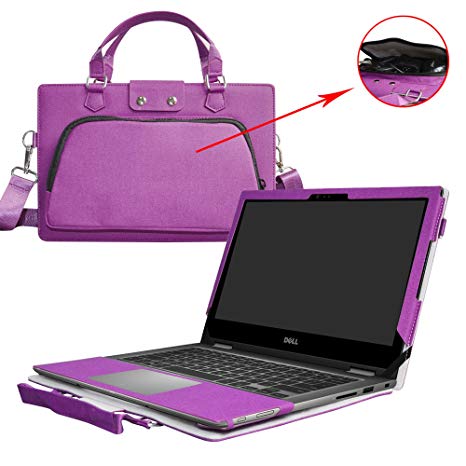Inspiron 13 2-in-1 i7353 i7352 Case,2 in 1 Accurately Designed Protective PU Leather Cover   Portable Carrying Bag for 13.3" Dell Inspiron 13 2-in-1 7000 Series 7353 7352 Laptop,Purple