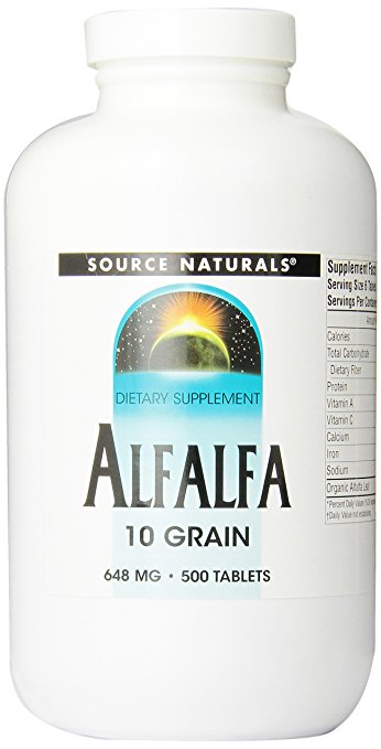 Source Naturals Alfalfa 10 Grain, 648mg, 500 Tablets