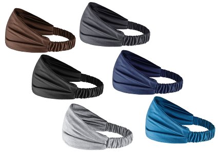 Set of 6: HBY™ Solid Color Cotton Multi-Style Headbands for Women Sports or Fashion