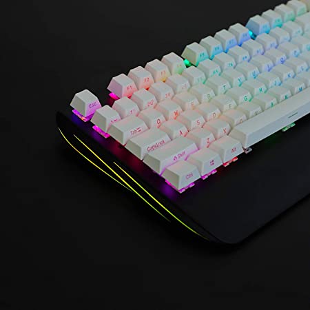 White 108 Key Cherry Profile PBT Double Shot Side-lit Shine Through Translucent Backlit keycaps for MX Mechanical Keyboard (Only Keycap)