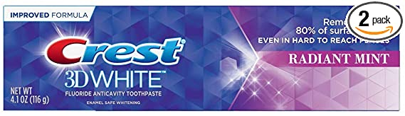 Crest Toothpaste 4.1 Ounce 3D White Radiant Mint (Pack of 2)