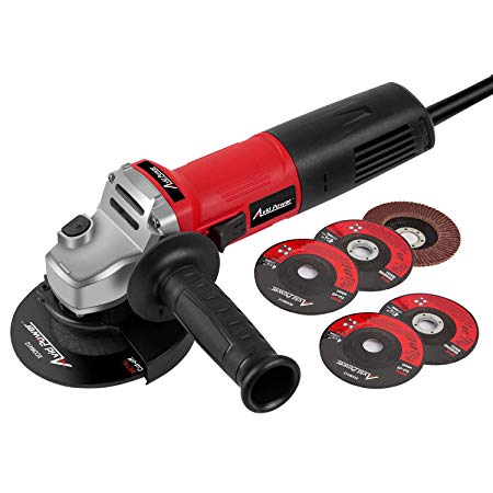 Angle Grinder 7.5-Amp 4-1/2inch with 2 Grinding Wheels, 2 Cutting Wheels, Flap Disc and Auxiliary Handle, Avid Power AG590