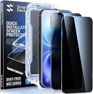 SmartDevil 2 Pack for iPhone 16 plus Privacy Screen Protector, 9H Protection Anti-Spy Privacy Glass Tempered Film with Auto Dust-Elimination Install, Bubble Free