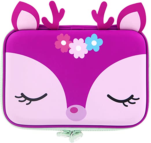 Rockpapa Large-Capacity Deer Pencil Case, Pencil Box, Storage Box for School Students Girls Teens Kids Toddlers Hot Pink
