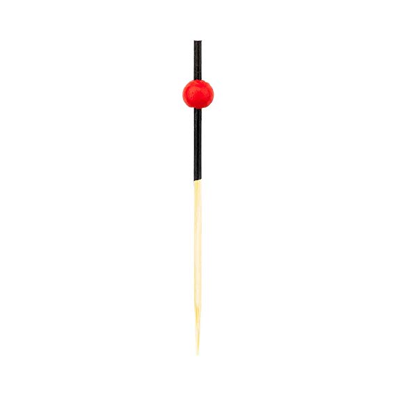 2.5-inch Bamboo Skewers – Black and Red Mini Ball: Perfect for Serving Appetizers and Cocktail Garnishes – Natural Color – 1000-CT – Biodegradable and Eco-Friendly – Restaurantware
