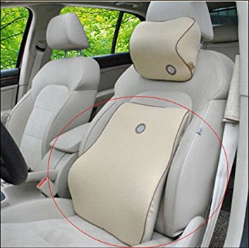 Breathable Back Support Cushion Pillow Memory Foam Lumbar Home Chair Car Seat Beige 1PCS