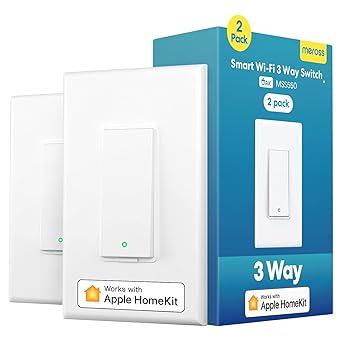 meross 3 Way Smart Switch, Smart Light Switch Compatible with Apple Homekit, Siri, Alexa & SmartThings, 2.4Ghz Wi-Fi Light Switch Remote Control Schedule, Neutral Wire Required 2 Pack