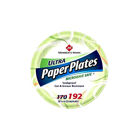 Member's Mark Ultra Paper Plate, 10-1/16 Inch, 192 Count