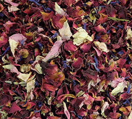 1 Litre Natural Petal Confetti - Biodegradable - Many Colour, Type and Mix Options Available (11 Wild Flower Seeds Mixed with Cornflower, Rose and Lavender Confetti)