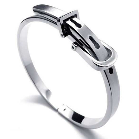 KONOV Womens Stainless Steel Bangle Cuff Bracelet Color Silver