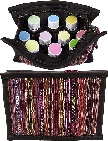 Essential Oil Case For Travel - Medium Size Bag HOLDS 8 OILS - Chic and Compact EO Bags in Multiple Sizes - Perfect size Essential Oil Bag for Purse (Brown)
