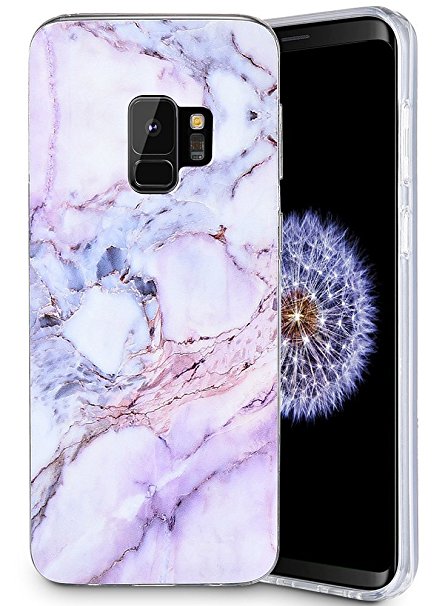 Galaxy S9 Case, Caka Galaxy S9 Marble Case Slim Anti-Scratch Shock-Proof Luxury Fashion Silicone Soft Rubber TPU Protective Case for Samsung Galaxy S9 - (Pink)