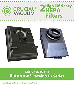 2 Rainbow Rexair E2 Series Washable & Reusable Exhaust HEPA Filter; Compare to Part# R12179 and R12647B; Designed & Engineered by Crucial Vacuum