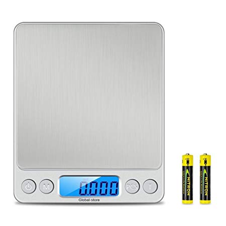 Allnice Brand New Digital Food Scale, Pro Pocket Kitchen Fruit Electric Scales with Back-Lit LCD Display 500g/0.01g/0.001oz(Batteries Trays Included)