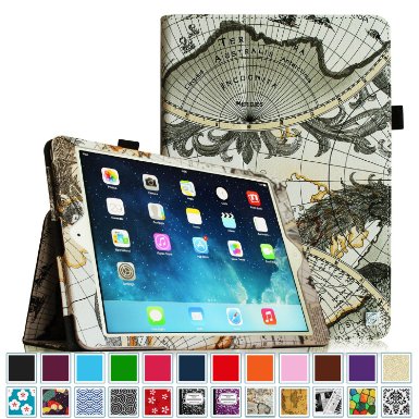 Fintie Apple iPad Air Folio Case - Slim Fit PU Leather Smart Cover with Auto Sleep / Wake Feature for iPad Air (iPad 5th Generation) 2013 Model, Map Design