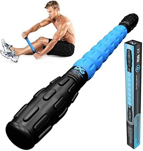 Physix Gear Sport Muscle Roller Stick - Deep Tissue Massage Roller for Trigger Points, Leg Cramps, Quads, Calf & Hamstring Tightness - Myofascial Release - Best Muscle Massager Stick for Athletes