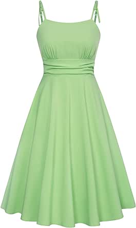 Belle Poque 2024 Summer Dresses for Women Spaghetti Strap Midi Sun Dress Cute Casual Dress with Pockets