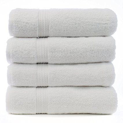 Luxury Hotel & Spa Bath Towels-100% Cotton Dobby Border Set of 4