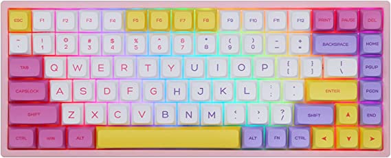 EPOMAKER EP84 Pro Upgraded 75% RGB Hot Swap 2.4GHz/Bluetooth 5.0/USB-C Wired Mechanical Keyboard with Programmable Software, NKRO, Ice Cream PBT Keycaps for Mac/Win/Gamers(Gateron Pro Yellow)