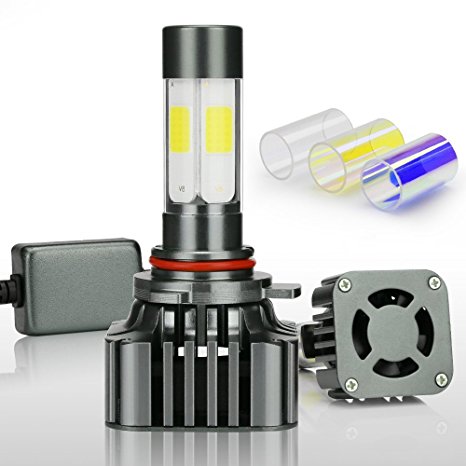 Zdatt 12000LM 9012 LED HeadLight Bulbs Conversion Kit 100W Full Lights High Beam 360 Degree Lighting for Car Lamp Replacement-Amber(3000K)/White(6000K)/Light-Blue(8000K)-2 Year Warranty