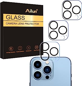 Ailun Camera Lens Protector for iPhone 13 Pro 6.1" & iPhone 13 Pro Max 6.7",Tempered Glass,9H Hardness,Ultra HD,Anti-Scratch,Easy to Install,Case Friendly [Does not Affect Night Shots] [3 Pack]