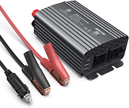 BESTEK 500W Power Inverter DC 12V to 110V AC Converter with 4.8A Dual USB Car Charger ETL Listed (Grey)