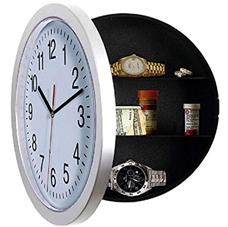LIMITED Wall Clock, Unique Gift, Large Wall Clocks with a Hidden Compartment or Stash Box. Kitchen Clock with 10 inch White Face. Use as Secret Place to STASH CASH.