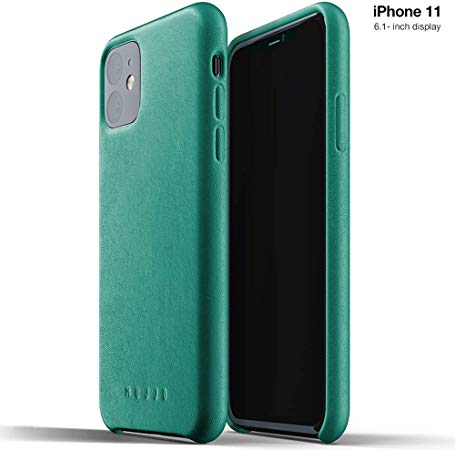 Mujjo Full Leather Case for Apple iPhone 11 | Premium Soft Supple Leather, Unique Natural Aging Effect | Leather Wrapped, Super Slim (Alpine Green)