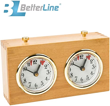 Professional Analog Wood Chess Clock Timer - Wind-Up Mechanism - No Battery Needed