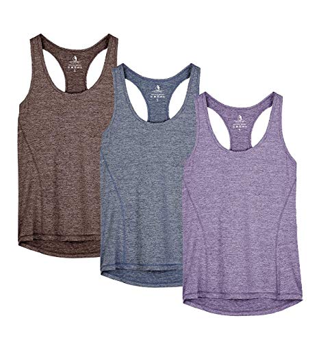 icyzone Workout Tank Tops for Women - Racerback Athletic Yoga Tops, Running Exercise Gym Shirts(Pack of 3)