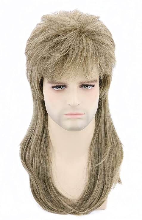 Topcosplay Mens Wig 80s Mullet Wigs Halloween Costume Fancy Party Wigs