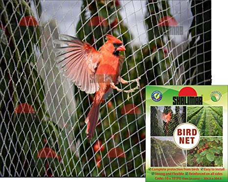 Shalimar Bird Net Pigeon Net UV Stabilised HDPE Monofilament Netting Solution 10 X 10 (Feet) Natural Color (1 PC)