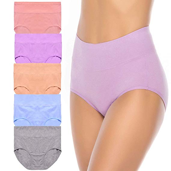 Annenmy Women's High Waist Cotton Underwear Sold Color Comfortable Briefs Panties