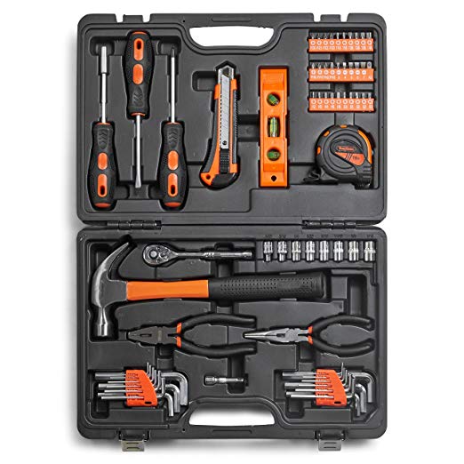 VonHaus 65 Piece Tool Set - Household Tool Kit with Ratchet Wrench, Screwdriver Set, Socket Kit, Pliers and Most Reached for Hand Tools in a Molded Storage Case - Ideal for DIY Home Repair