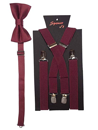 Spencer J's Men's X Back Suspenders & Bowtie Set Variety of Colors
