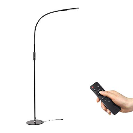 IMIGY Dimmable 9W Floor Lamp, Office/Work/Living Room Reading Flexible Gooseneck Light with Touch and Remote Control, 5-Level Brightness and Color Temperature Dimmable Eye-Care Technology Light, Black