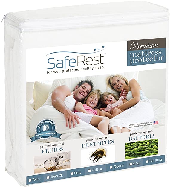Twin Extra Long SafeRest Premium Hypoallergenic Waterproof Mattress Protector - Vinyl Free