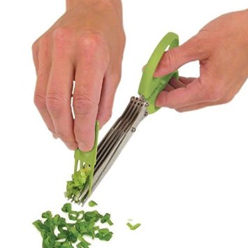 Master Culinary Multipurpose 5-blade Herb Scissors w/ "Longfinger" Cleaning Brush | Time-Saving Kitchen Shears Chop Herbs Fast |